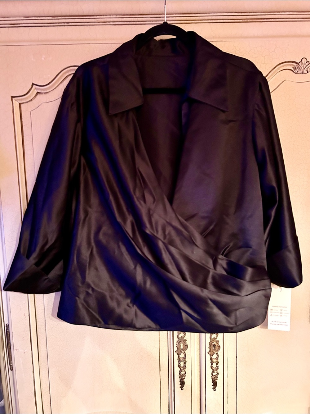 NWT Black Satin Wrap Blazer pant suit